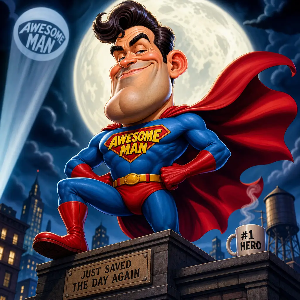 Superhero Alter Ego Caricature