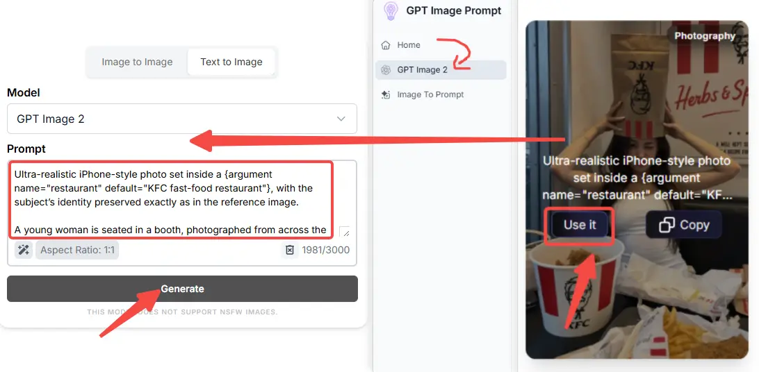 gpt image workflow UI