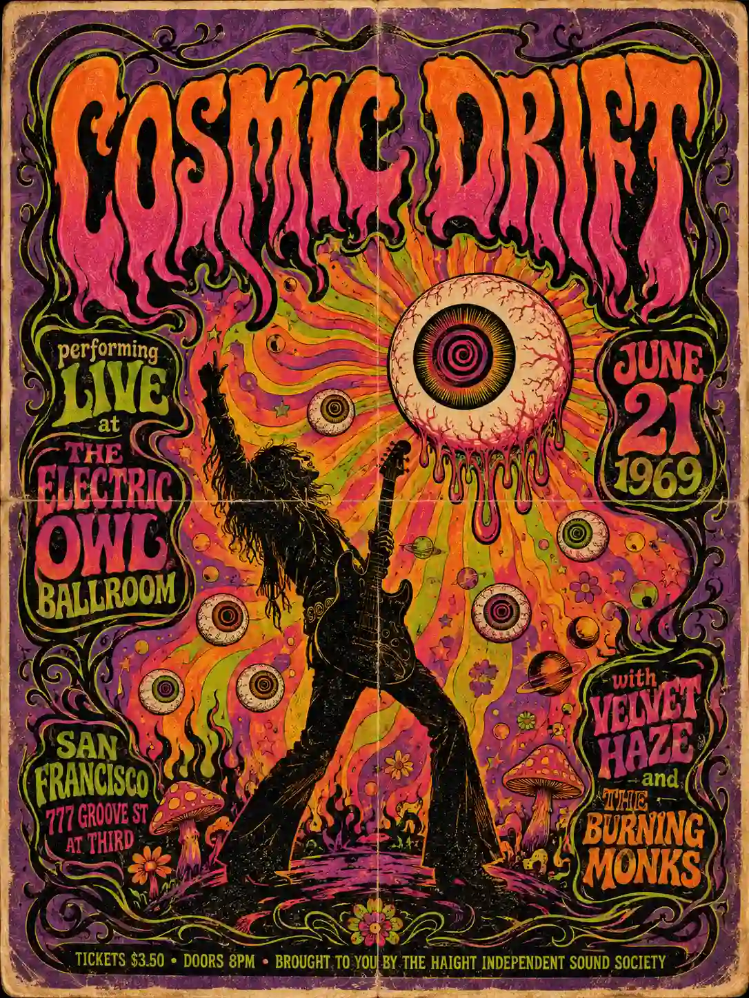 10.Psychedelic Haight Rock Poster